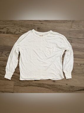 We The Free Women’s White Long-Sleeve Pocket Shirt Oversized Small